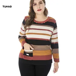 TUHAO 2019 весенние женские вязаные топы Плюс Размер 6XL 5XL 4XL блузка Женская Офисная винтажная блузка элегантная рубашка с длинным рукавом ZPZ