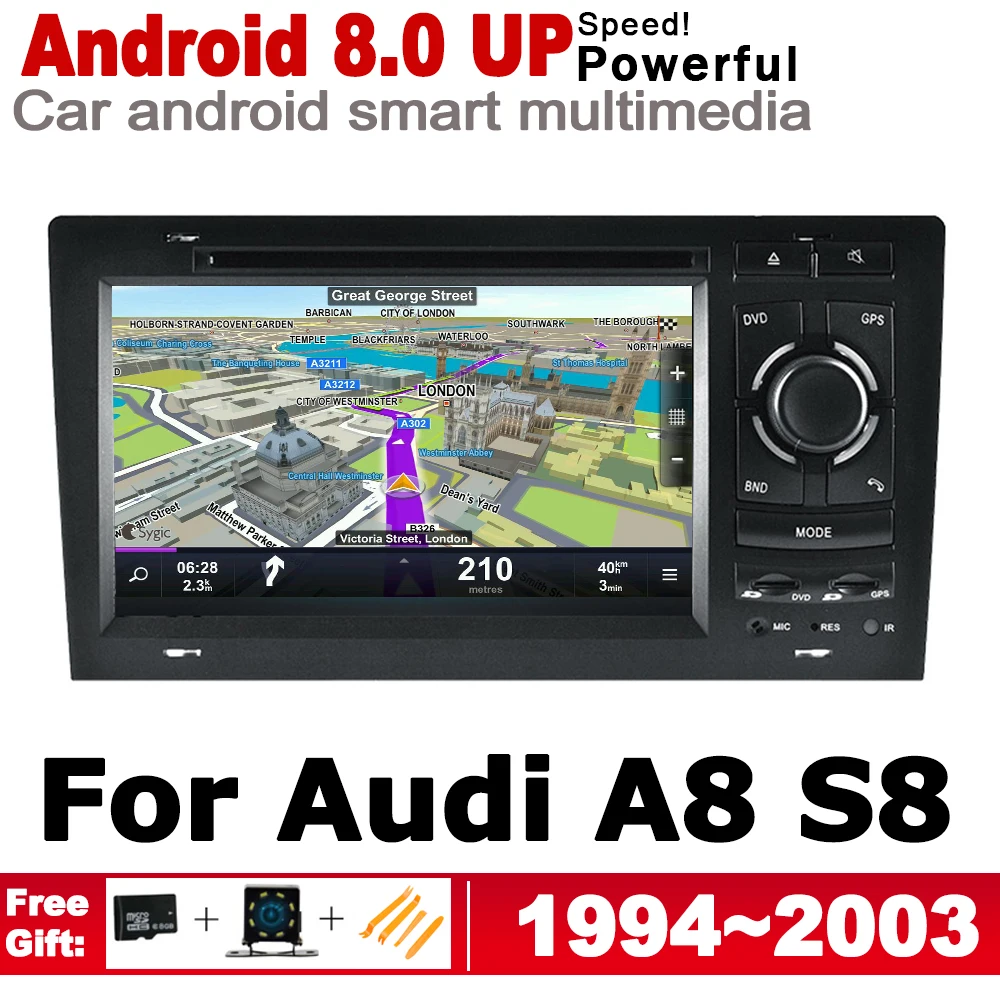 

HD IPS Screen DSP Stereo Android 8.0 up Car DVD GPS Navi Map For Audi A8 S8 4D 1994~2003 MMI Multimedia Player Radio WiFi system