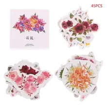 45Pcs/box Flowers Decorative DIY Diary Stickers Kawaii Planner Scrapbooking Sticky Stationery School Supplies creative flowers decorative diy diary stickers post it kawaii planner scrapbooking sticky stationery escolar school supplies