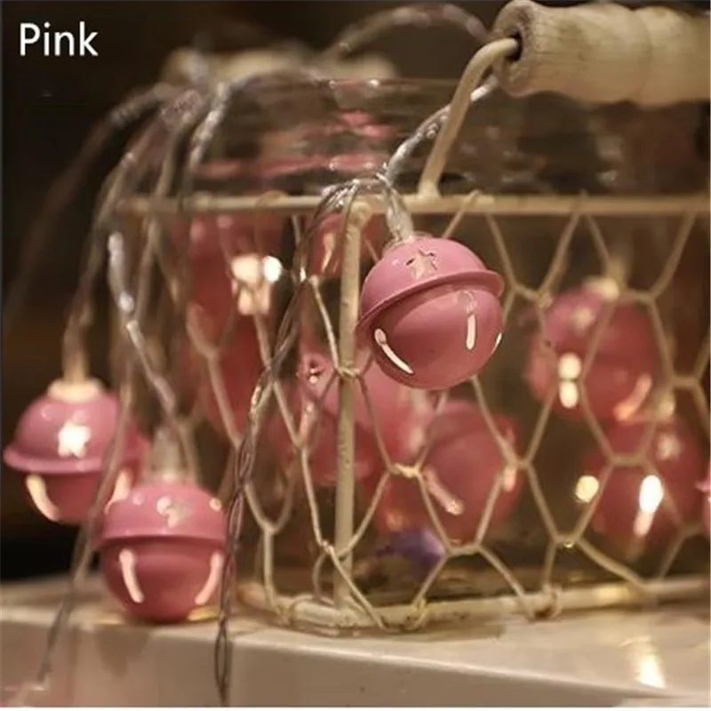 2018 Christmas Fairy lights Jingle bell LED String Lights Pink and White Bells Indoor Outdoor for Christmas New Year Decoration 2018 Christmas Fairy lights Jingle bell LED String Lights Pink and White Bells Indoor Outdoor for Christmas New Year Decoration