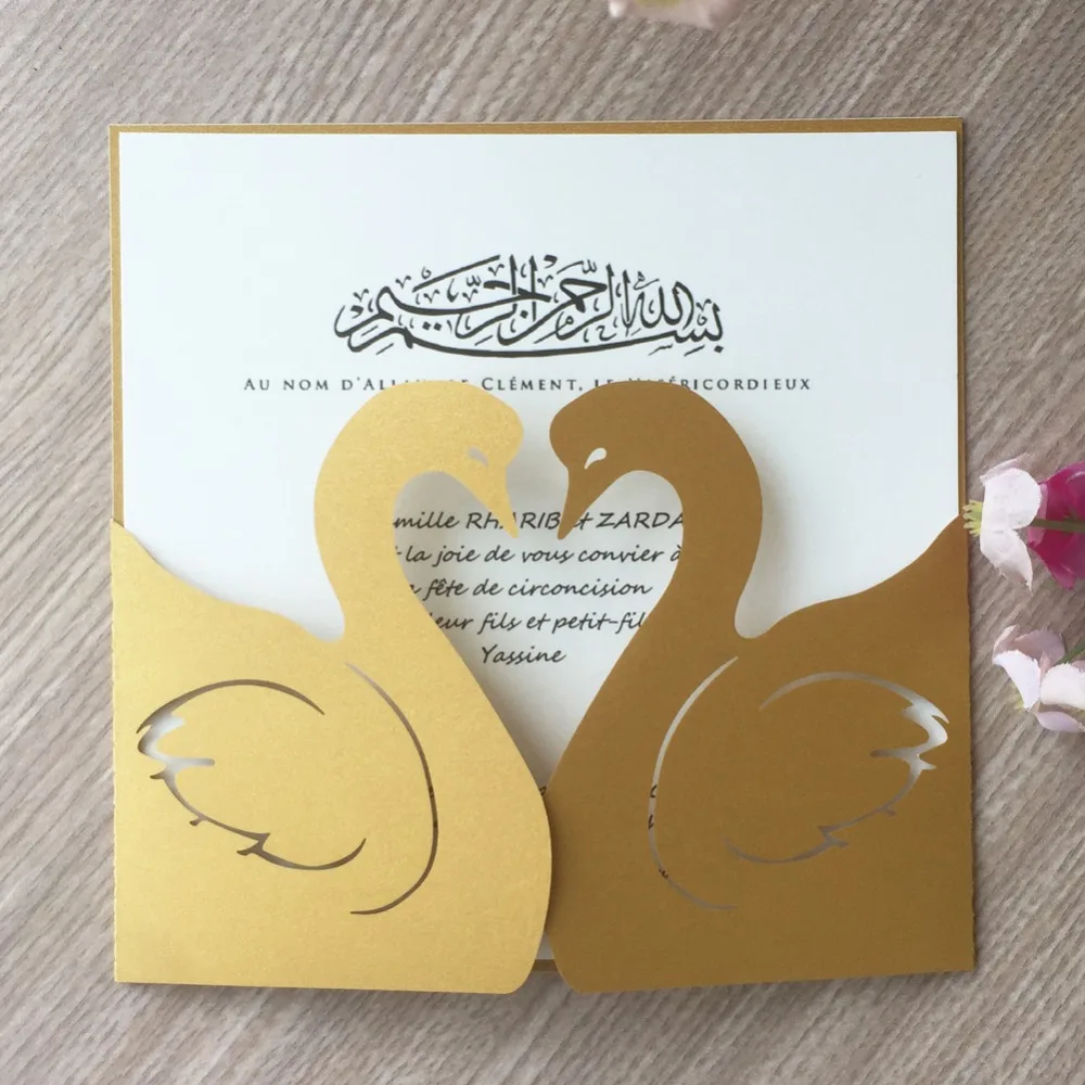 30pcs/lot Wedding Invitation Card Swan Modern Village Craft For Garden Invitations Cards Simple Party | Дом и сад