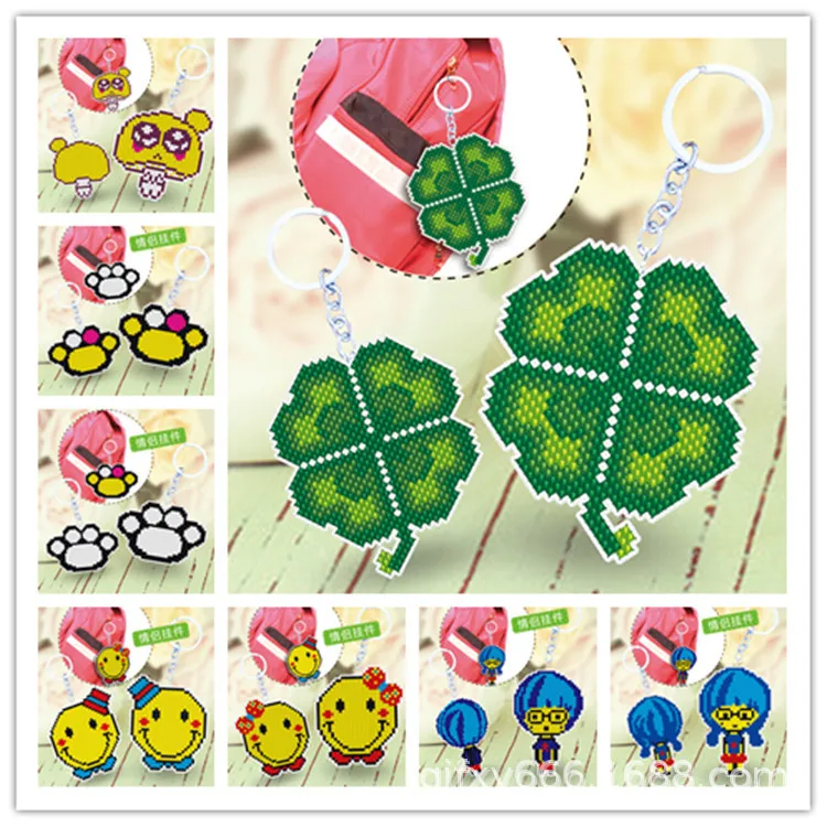 

Beads Phone DIY Craft Bead Cross Stitch Key Chain Accessories Stamped Needlework Embroidery Crafts Printed Cross-Stitching Kit