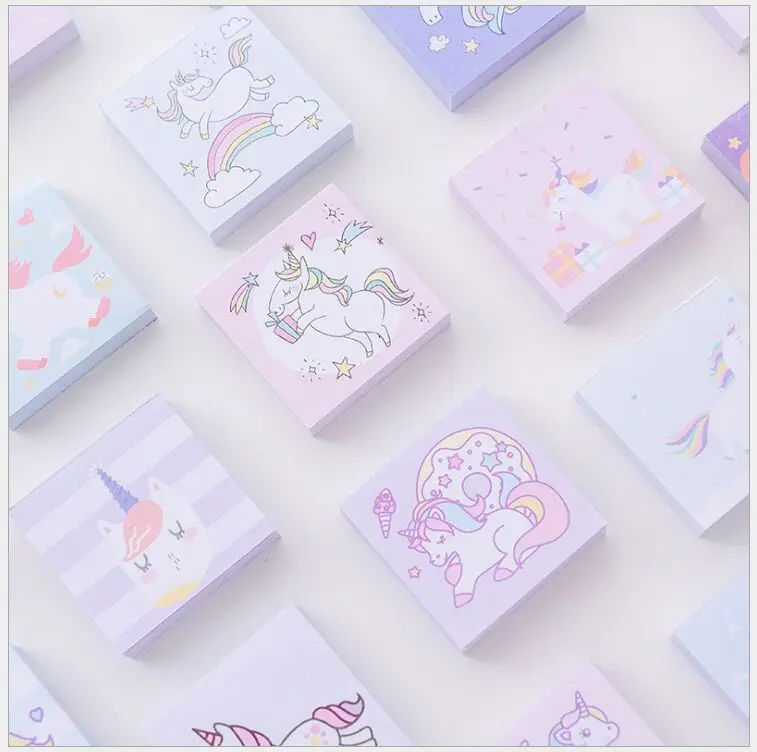 us 4 48 5 designs box rainbow dreamlike unicorn memo pad index sticky notes pocket mini planner diary message notebook escolar papelaria in memo memo designs