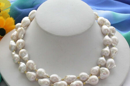 

FREE SHIPPING>>>@@ > N3809 32" baroque drip white KESHI REBORN PEARL NECKLACE