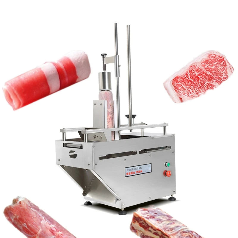Коммерческий Электрический ломтерезка для замороженного мяса с двойным рулоном измельчитель для резки мяса для домашнего хозяйства