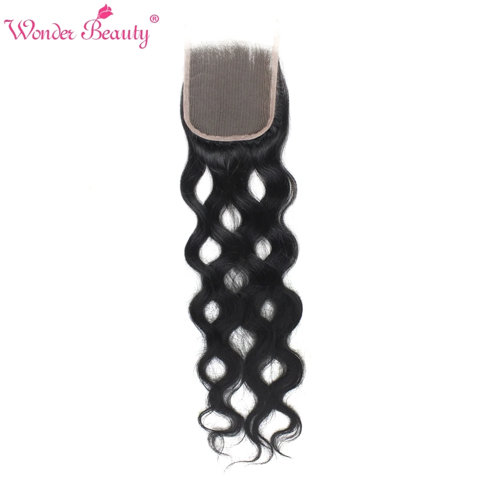

Wonder Beauty Brazilian Hair Natural Wave Human Hair Lace Closure Non Remy Free/Three/Middle Part 4x4 Lace Closures free ship