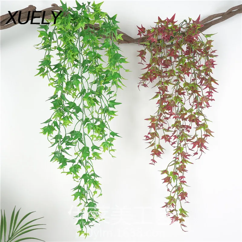 

Artificial plant wall hanging plastic sweet potato leaf maple leaf weeping willow plant wall material fake vine ceiling deco