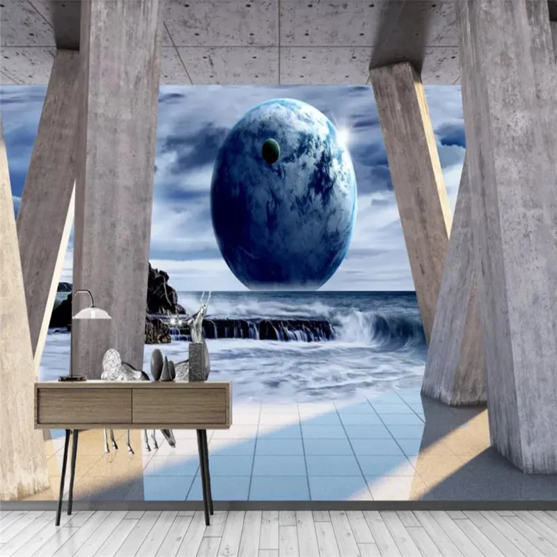 Custom wallpaper 3D stereo expansion space Roman column earth landscape background wall decoration waterproof material Custom wallpaper 3D stereo expansion space Roman column earth landscape background wall decoration waterproof material