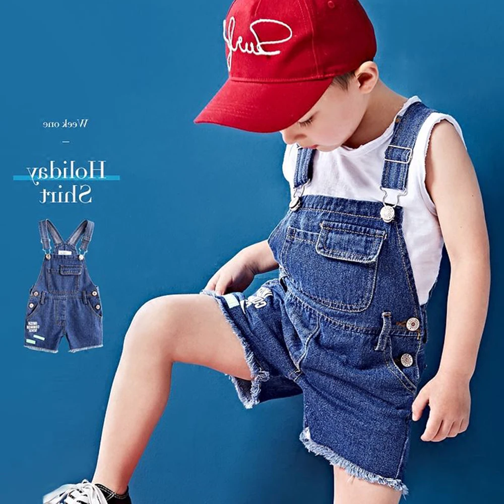 

DZIECKO Summer Boys Overalls Denim Bib Pants Baby Girl Romper Solid Color Suspender Overalls Infant Boy Jumpsuit Baby Clothes