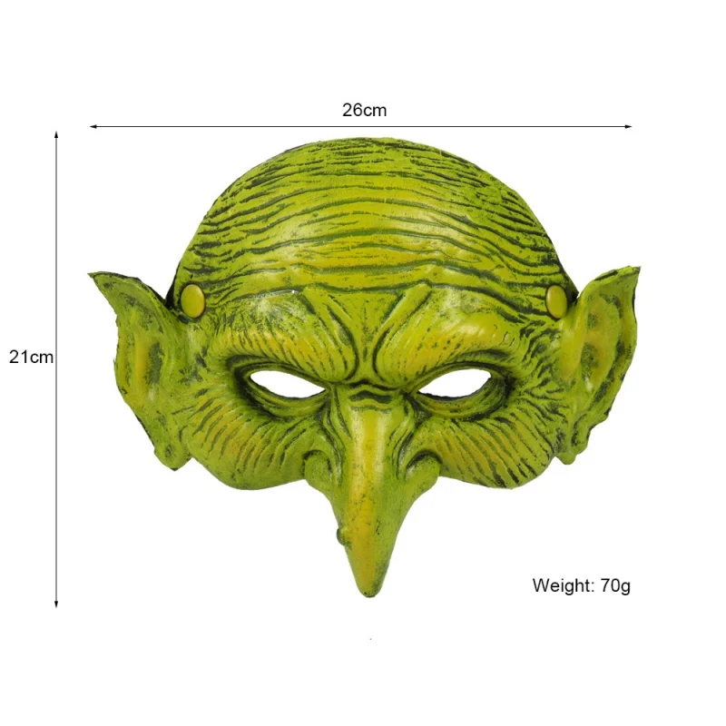 Cosplay Halloween Carnival Festival Party 3D Soft EVA Pu Foam Animal Shaped Witcher Masquerade Green Goblin Mask