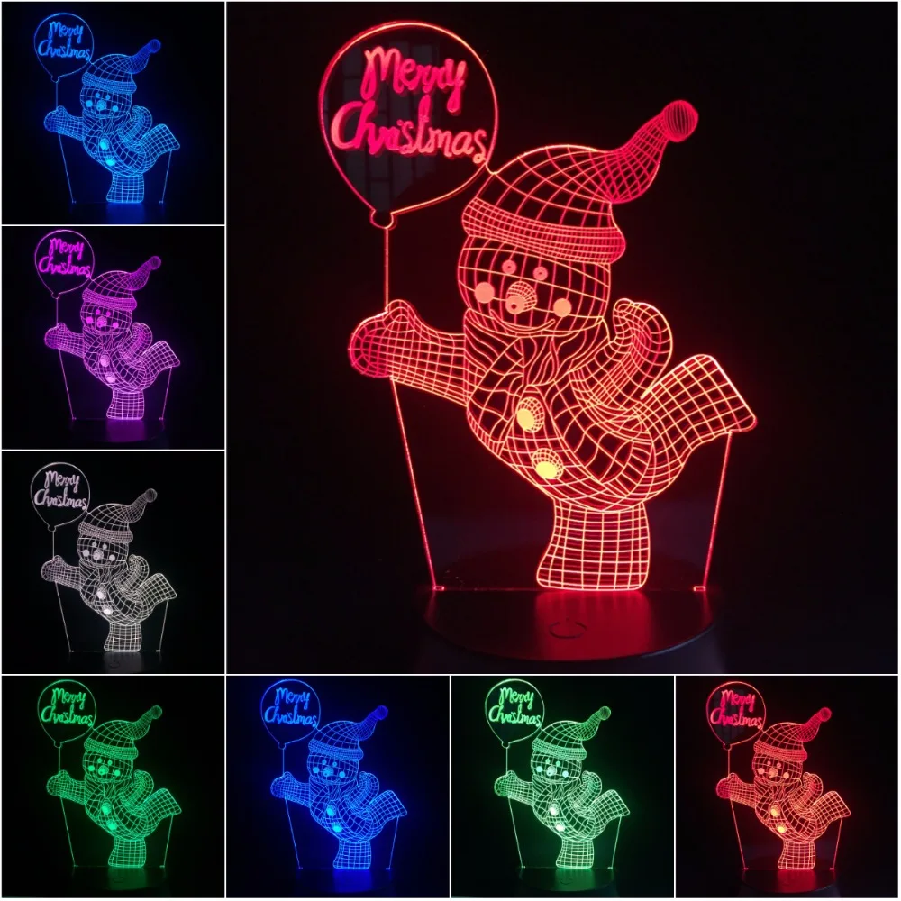 GAOPIN Танцы Снеговик 3D лампа светодиодный USB лампы сенсорный RGB 16/7/3 цвета Изменение LED настольная лампа ночник прикроватная декоративная светодиодная лампа