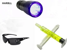 HARBLL 1PCS UV flashlight,1PCS R134a R12 Car Fluorescent oil,1PCS Leak glasses Automotive Air Conditioning Repair Tool