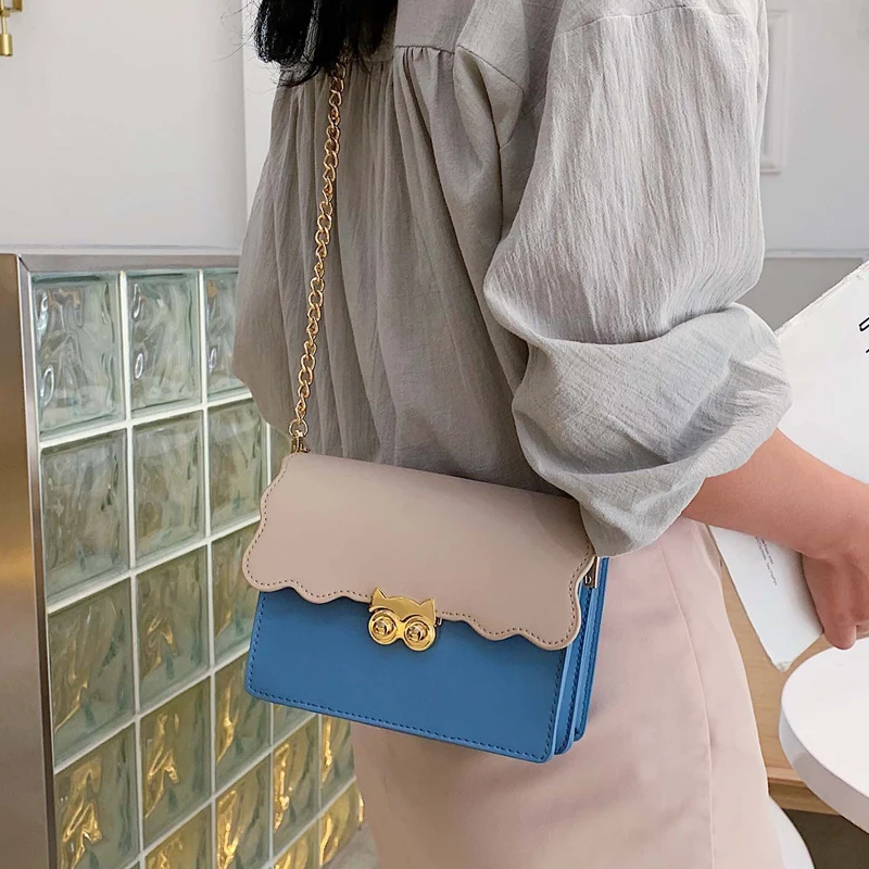 

Cute small bag female summer 2019 new fashion messenger bag chain shoulder color square small bag