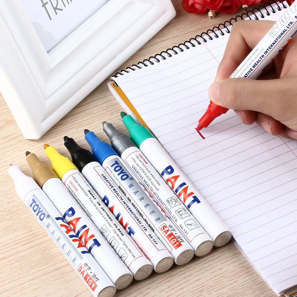 

1PC New Colourful Oily Marker Paint Pen Tire Rubber Metal Glass Wood Stone Waterproof Oil Pen School Stationery Office Supplies