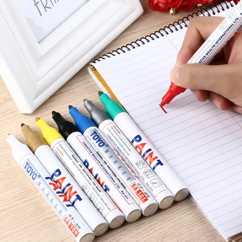 

1Pcs New Colourful Oily Marker Paint Pen Tire Rubber Metal Glass Wood Stone Waterproof Oil Pen School Stationery Office Supplies
