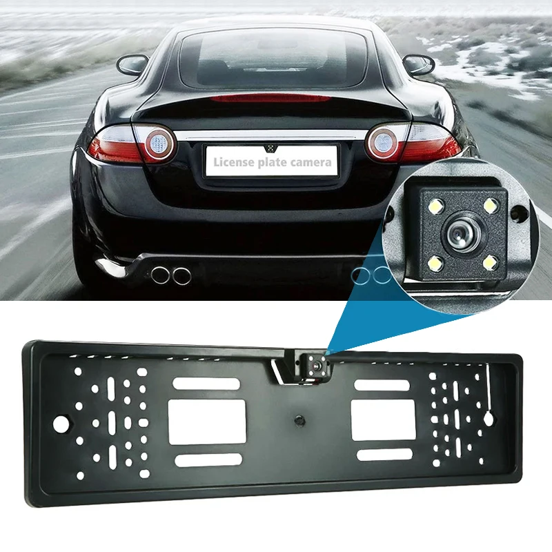 

Auto Parktronic EU Car License Plate Frame HD Night Vision Car Rear View Camera Reverse Rear Camera With 4 Led Light