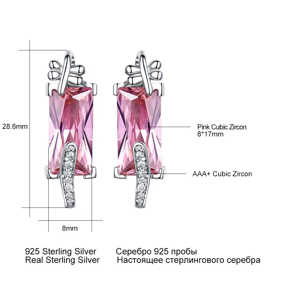 UMCHO чистое серебро 925 пробы висящие серьги для женщин розовый cz, висящие Сережки для женщин ювелирные изделия Рождественский романтический свадебный подарок