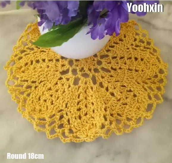 

New 2019 round Crochet table place mat cloth lace cotton placemat Cup mug Christmas tea coffee coaster doily dining pad kitchen