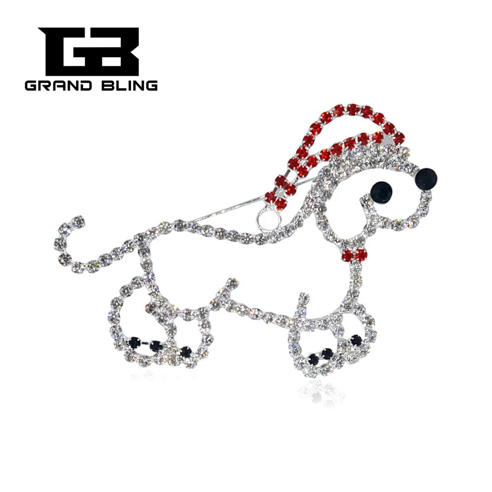 

Blingbling Rhinestone Saint Cap Dog Brooch Christmas Theme Gift