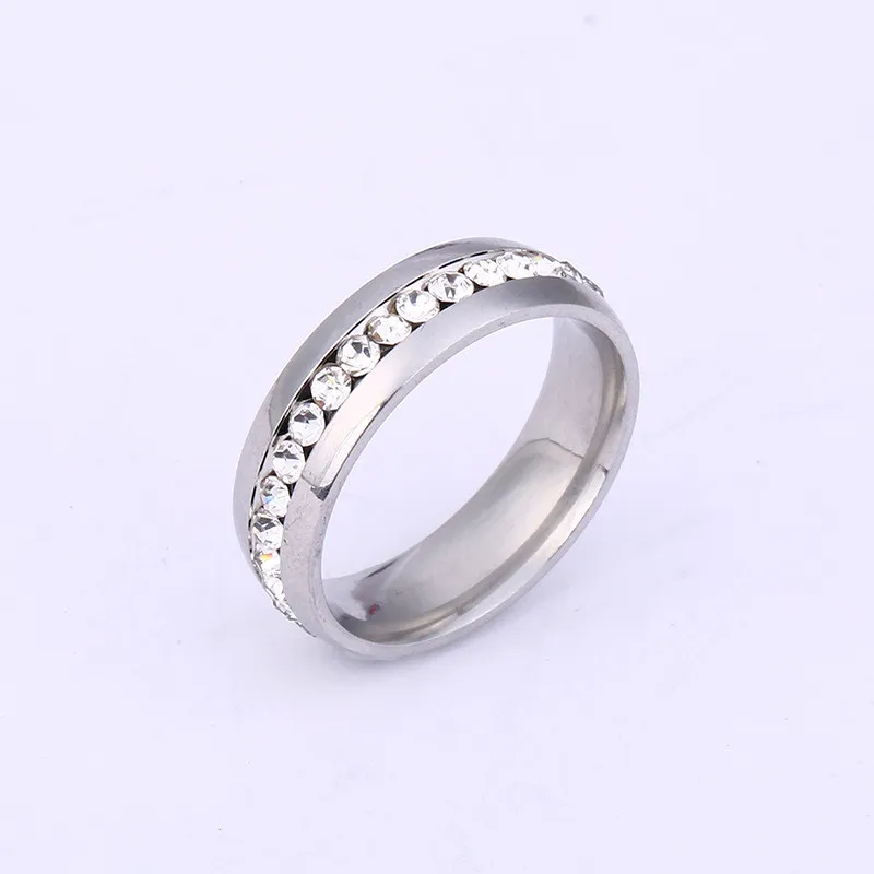 Кольца из нержавеющей стали для мужчин и женщин, покрытые розовым золотом, посеребренные кольца, обручальные женские кольца, золотые кольца для пар - Цвет основного камня: Silvery