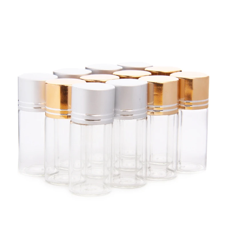 60pcs/lot Message Wishing Bottles with Silver Gold Cover Mini Glass