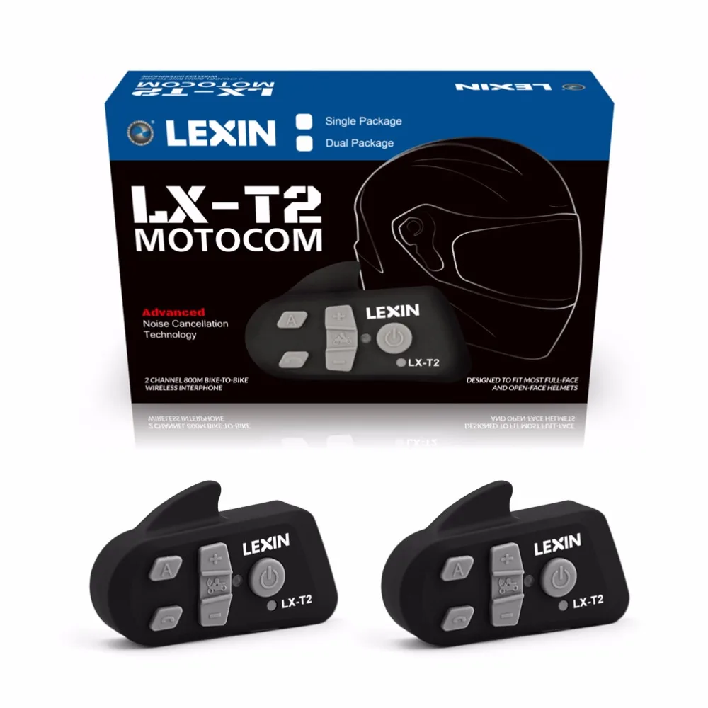 

Lexin 2PCS 800M Noise Reduction Bluetooth Motorcycle Snowmobile Helmet Intercom Headset For Phone/GPS/MP3 Intercomunicador