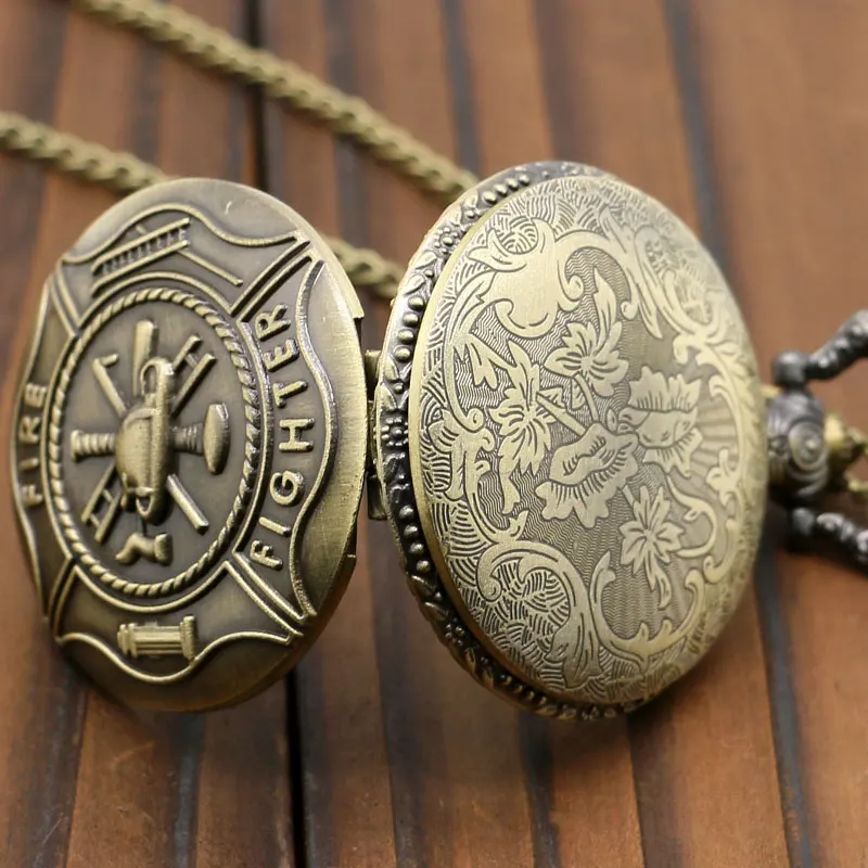 Firefighter Pocket Watch with Chain Mens Gift (8)