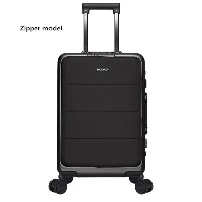 CALUDAN алюминиевая рама на колесиках дорожная для багажа, чемодан на молнии с сумкой для ноутбука - Цвет: Черный