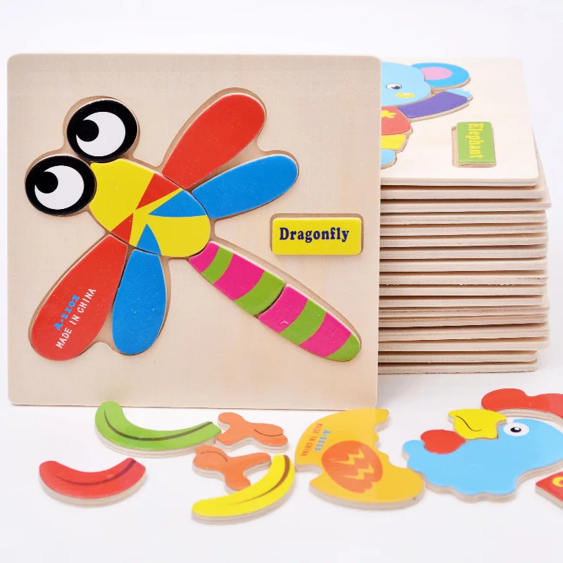 

Wooden Educational Toys Games Kids Animals Puzzle for Children Gifts ute puzzles toy juguetes educativos W236