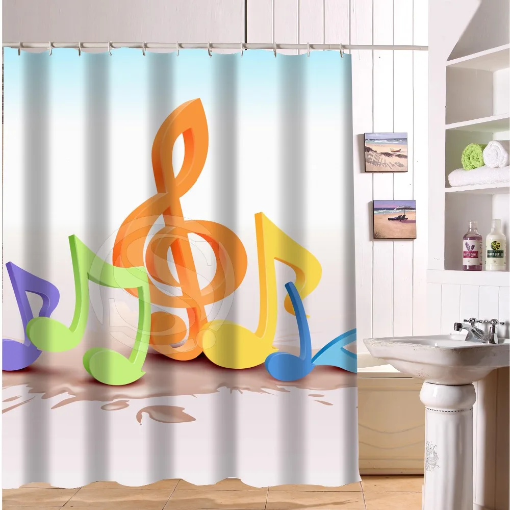 Custom Bath Curtains Print Creative Musical Notes Beautiful Shower Custom Bath Curtains Print Creative Musical Notes Beautiful Shower Waterproof Bathroom Curtain 60 X 72 In From Home Garden On
