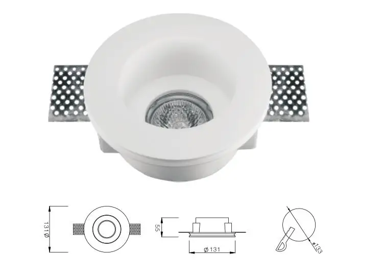 Special Recessed gypsum ceiling light gesso spot Pure white trimless down LED with 5W bulb | Освещение