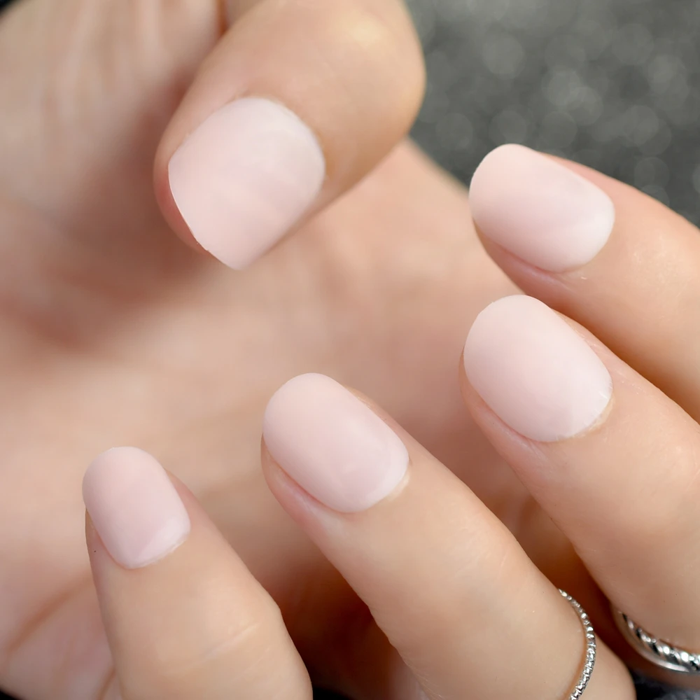 24pcs Natural Matte Artificial Nails Short Full Cover Nail Tips Diy 24pcs Natural Matte Artificial Nails Short Full Cover Nail Tips Diy Fake Lady Wear Kit Faux Ongles Manicure Tool Z759