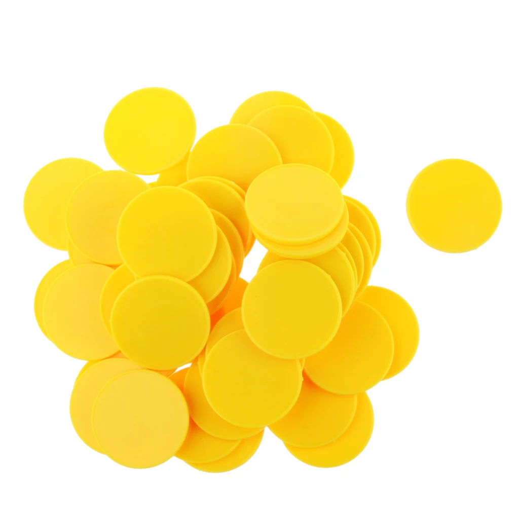 50pcs Casino Poker Chips Poker Game Board Game Chip DIY Craft 40mm Yellow