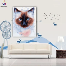 DIY цветные картинки по номерам с цветами яркая белая кошка живопись Рисование Живопись по номерам Обрамленный дом