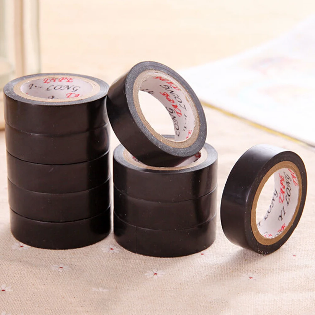 

Black 10M PVC Electrical Flame Retardant Adhesive Vinyl Electrical Insulation Tape Roll Heat Resistant Power Insulating Tape