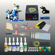 Полный комплект татуировки 2 машины татуировки пистолет черный набор чернил Питание ручки Body Art Набор инструментов татуаж татуировки набор