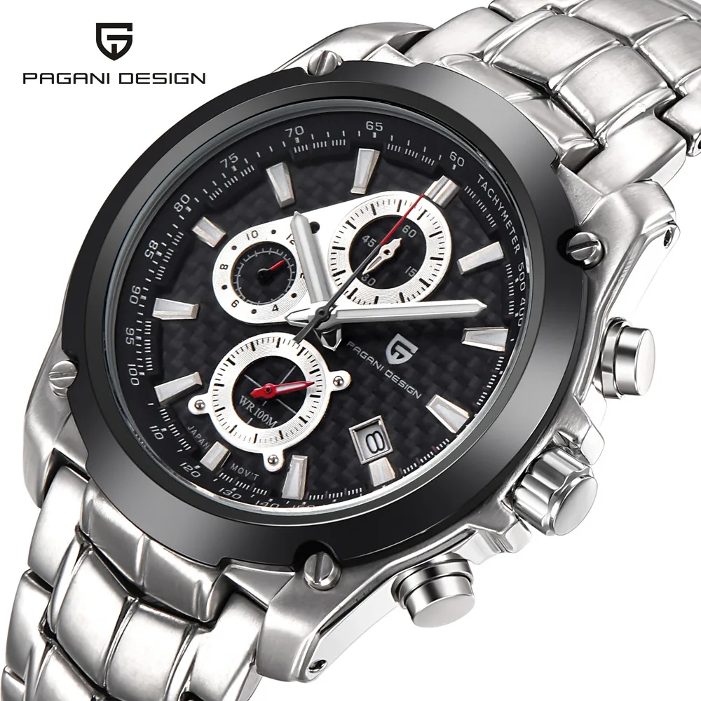 

PAGANI DESIGN Waterproof Mens Sport Watches Luxury Brand Quartz Military Chronograph Watch Male Stainlerss Steel Wrist Watch Men