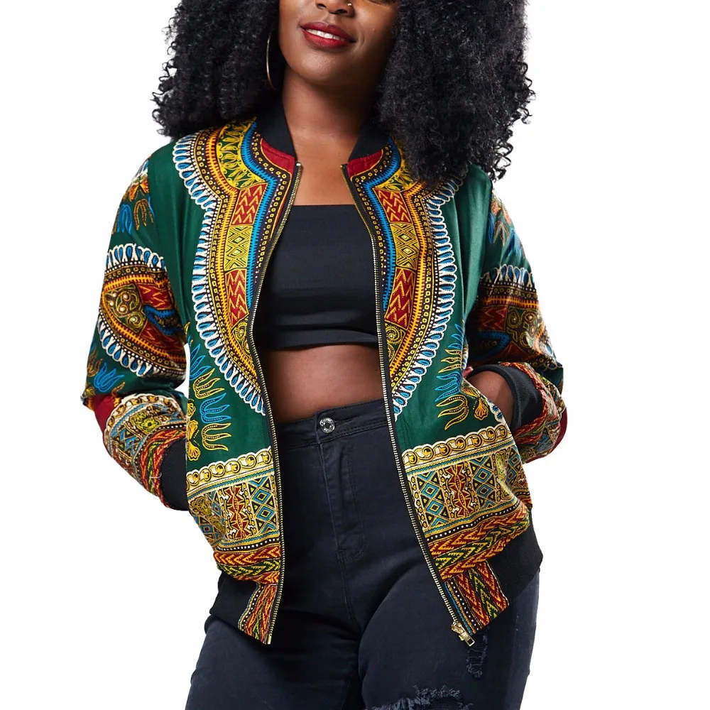 

HAOOHU 2017 Sexy Indie Folk Womens Jacket Coat Dashiki African Printed Bomber slim long sleeve Jacket Autumn New