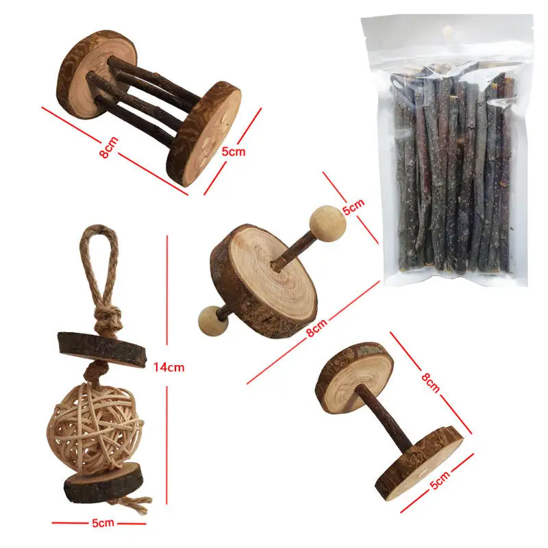 Wooden Teeth Grinding Toys For font b Pet b font Hamster Rabbit Chinchilla Apple Tree Branch