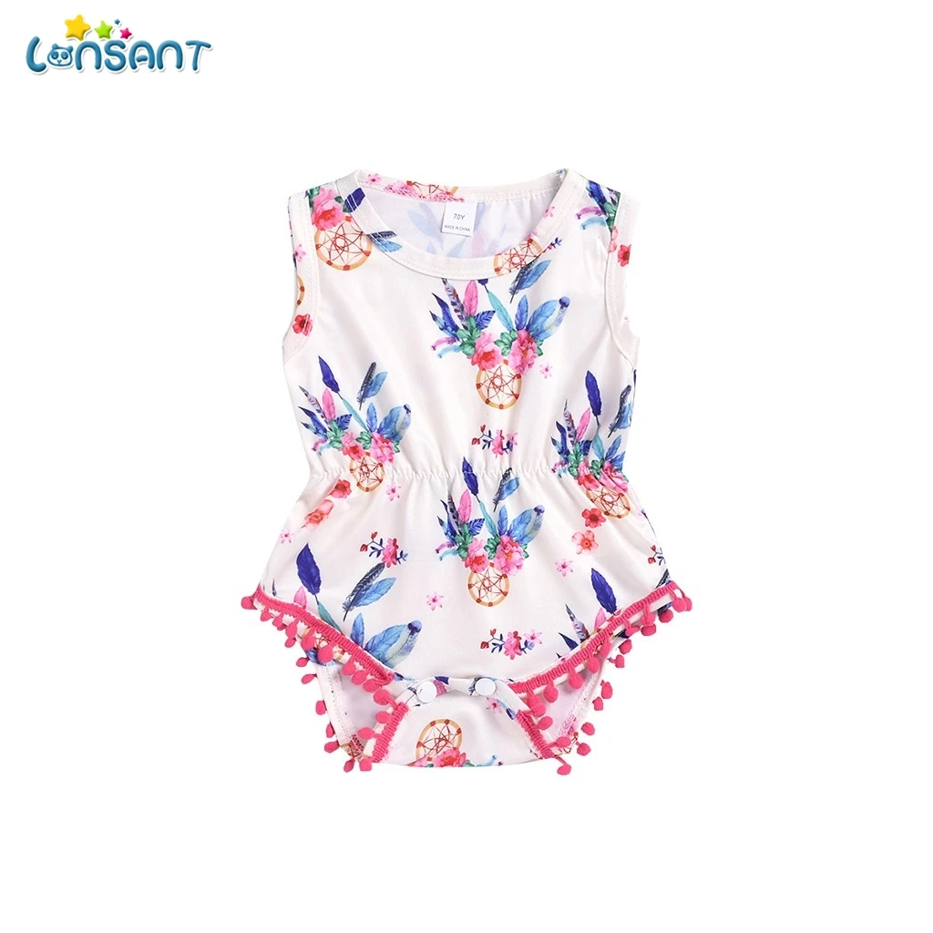 LONSANT Summer Bodysuits For Girls Newborn Baby Girl Sleeveless