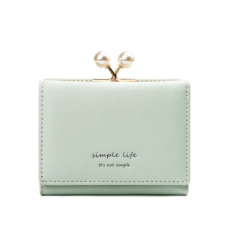 Роскошный милый кошелек женский кожаный короткий держатель для карт Дамский кошелек клатч карман для денег женские кошельки сумка Cartera Mujer W267 - Цвет: Зеленый