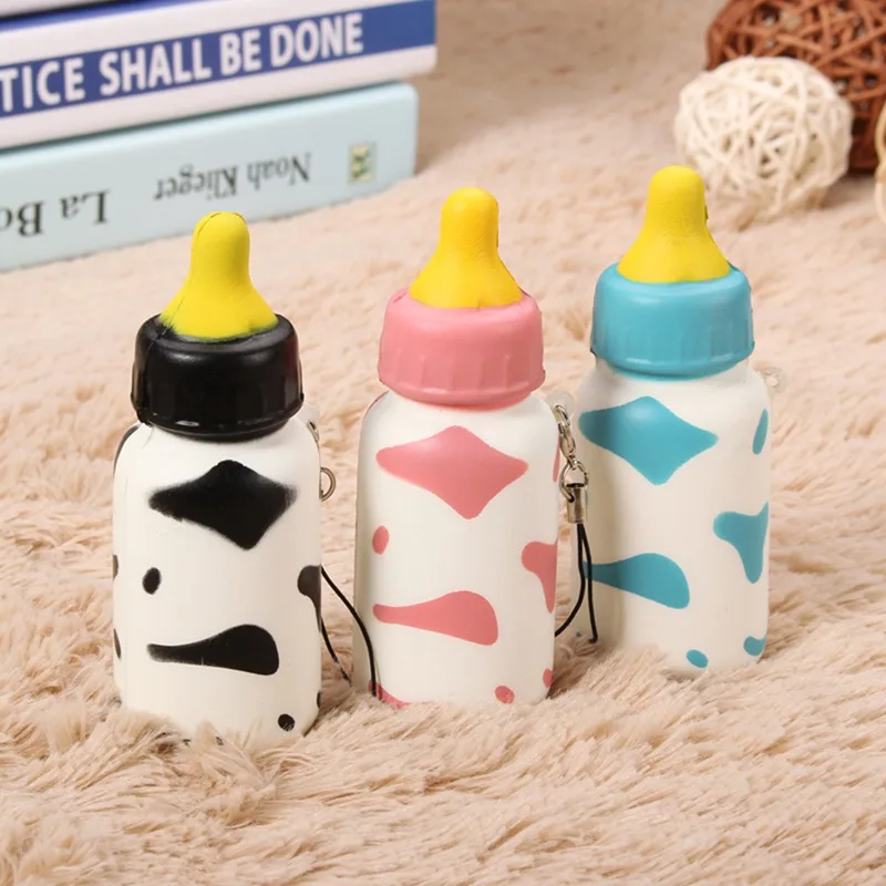 

Hot Sale for Squishy Milk Nursing Bottle Toy Cute Kawaii Phone Bag Strap Pendant 10x4cm Keychain Phone Straps Best Gift