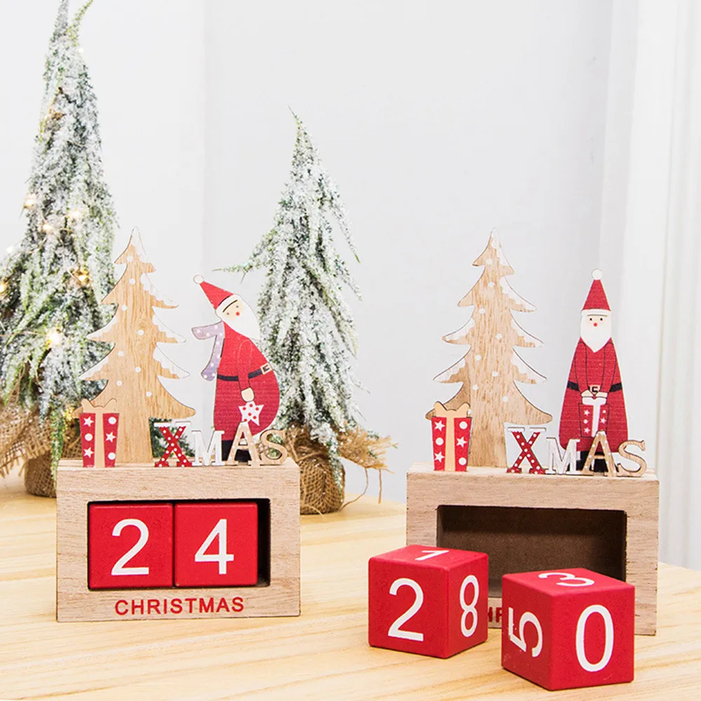 Рождественский мини деревянный календарь Рождественский орнамент украшения дома Рождественские елочные игрушки подарок ремесла
