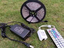 5050 RGB LED Strip 12V Waterproof Light 300 LEDS 12 Volt Strips 5m Tape Multicolor 44Keys Remote Controller 6A AC Power Adapter
