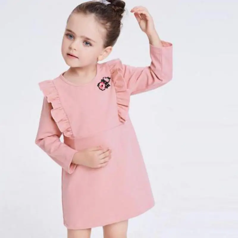 

2018 New Girls Dresses Spring Children Clothes Long Sleeved Velvet Warm Printing Princess Dress For Kids 18M-8T Girls 4ds180