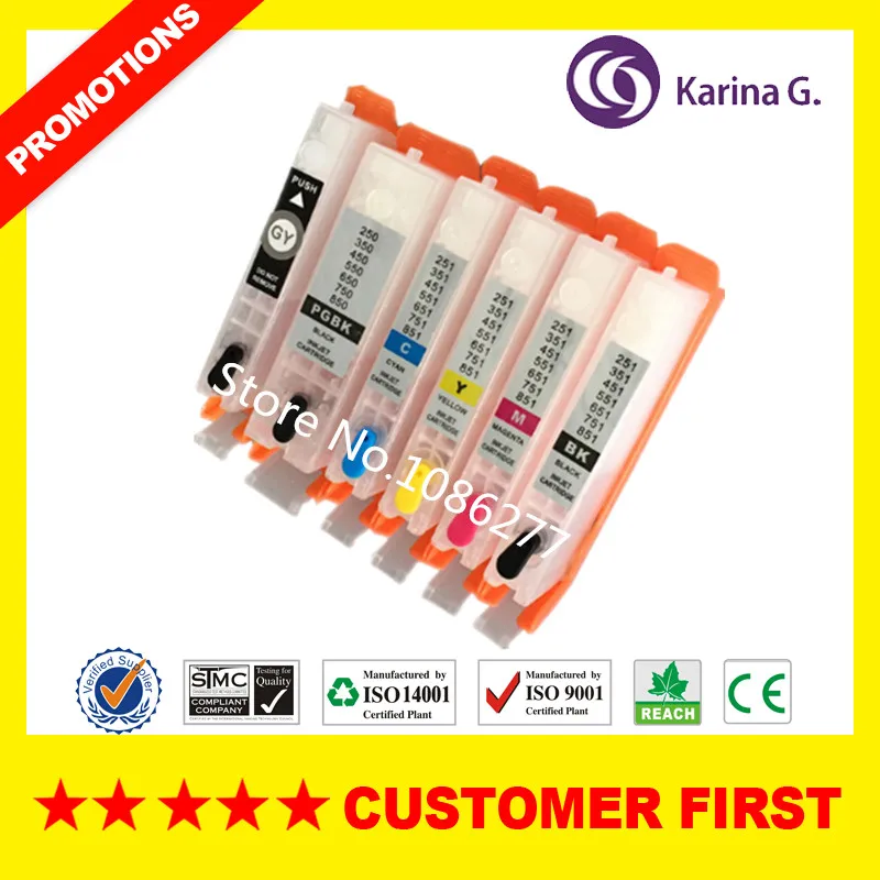 1Set refillable ink cartridge with permanent chip for PGI450 CLI451 PGI 450 PGI 450 for Canon