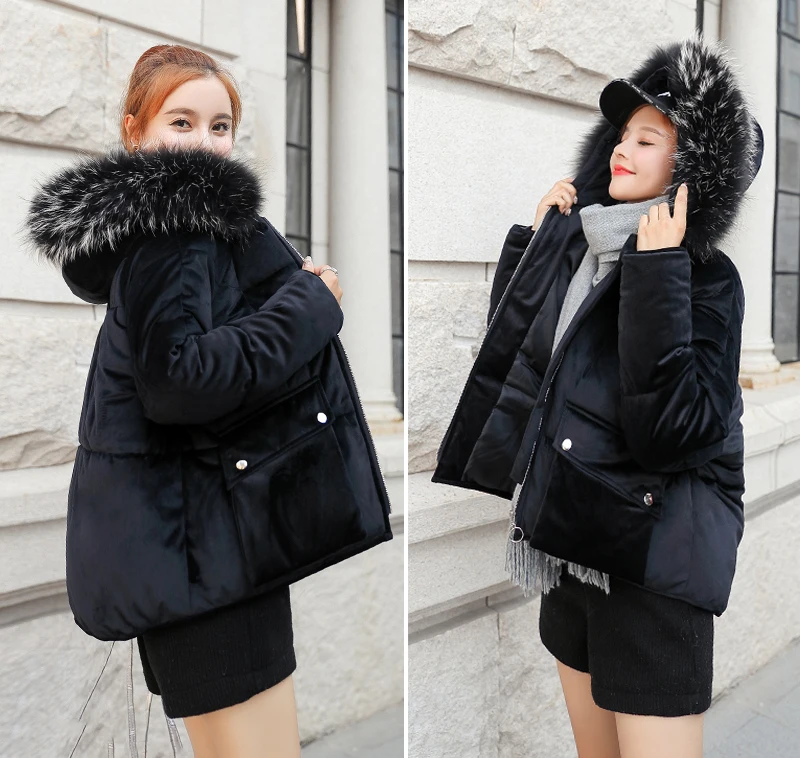 New Fashion Winter Jacket Women Velvet Hooded With Fur Female Coat Short Outwear Womens Parka Abrigos Mujer Invierno