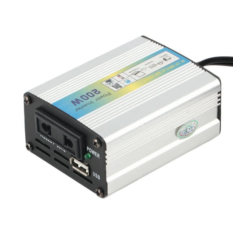 

New 1pcs 200w DC 12V to AC 220V Car Auto Power Inverter Converter Adapter Adaptor with USB Portable Transformer Car Charger