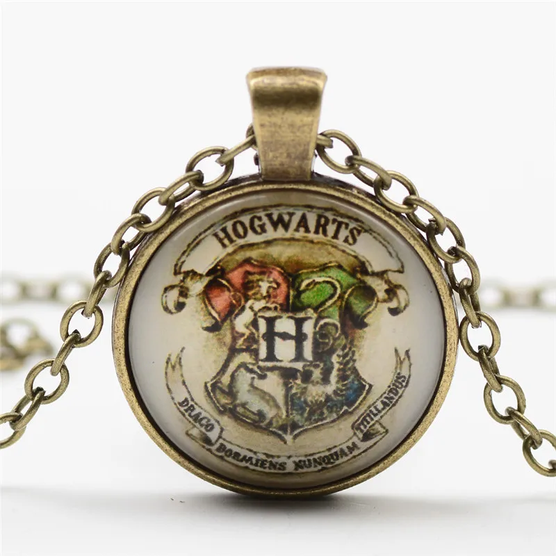 Гарри модное классическое ожерелье Хогвартс школьный герб стакан драгоценных камней ожерелье с подвеской благородные Простые Ювелирные изделия милые праздничные подарки - Окраска металла: 2