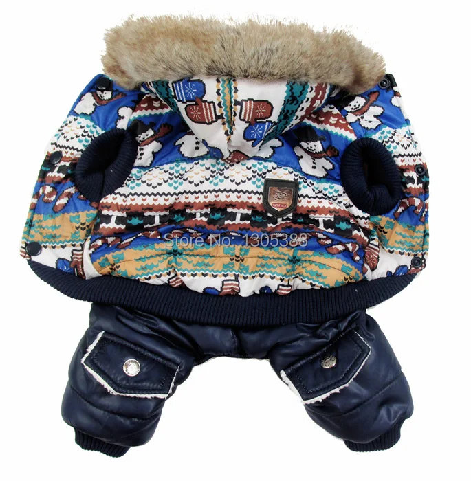 Синий снеговик пузырь мягкий роскошный мех стиль Pet зимняя куртка для собаки CPAM Одежда для собак
